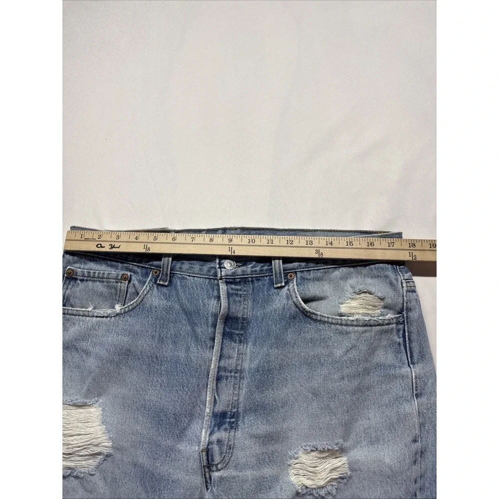 Levi's‎ 501XX Jeans Mens 38x32 (Fits 35x29.5) Blue Denim Distressed Straight Leg